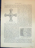 Original Old Antique Print Cross St. Cuthbert'S Cfin Comb Cassell C1882 19th