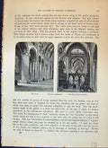 Old Antique Print Durham Cathedral Nava Choir Architecture Cassell C1882 19th