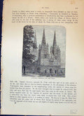 Antique Old Print Lichfield Cathedral West Front Architecture Cassell C1882