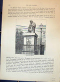 Original Old Antique Print Statue Johnson Lichfield Architecture Cassell C1882