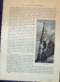 Original Old Antique Print Needle Rock Cuchullins Island Skye Cassell C1882