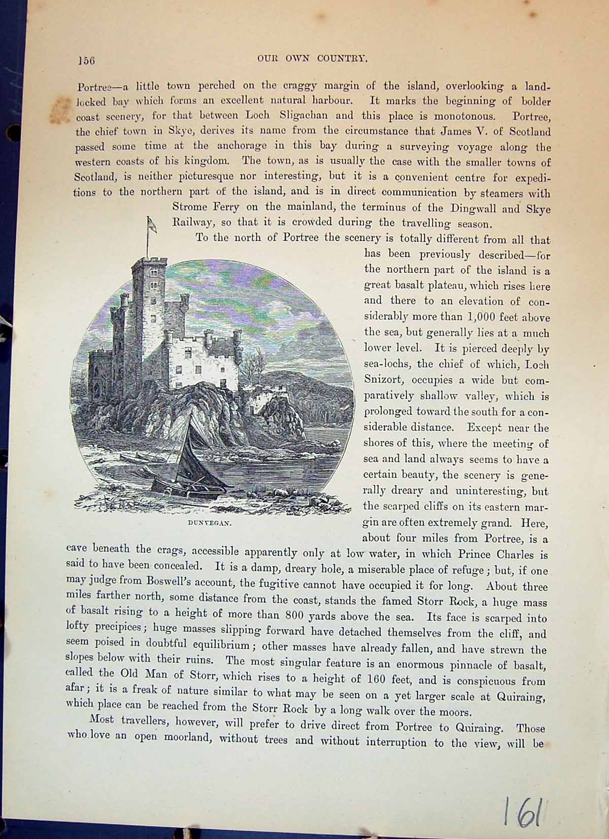 Old Antique Print Dunvegan Castle Island Skye Architecture Cassell C1882 19th