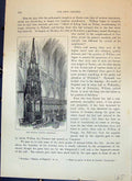 Original Old Antique Print Throne Exeter Cathedral England Cassell C1882 19th