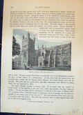 Antique Print Exterior Exeter Cathedral Architecture England Cassell C1882 19th