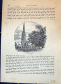 Antique Old Print Ross Church Exterior Churchyard Architecture Cassell C1882