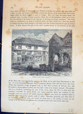 Old Antique Print House Man Ross Street Scene Donkey Cart Cassell C1882 19th