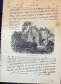 Original Old Antique Print Ruins Goodrich Castle England Cassell C1882 19th
