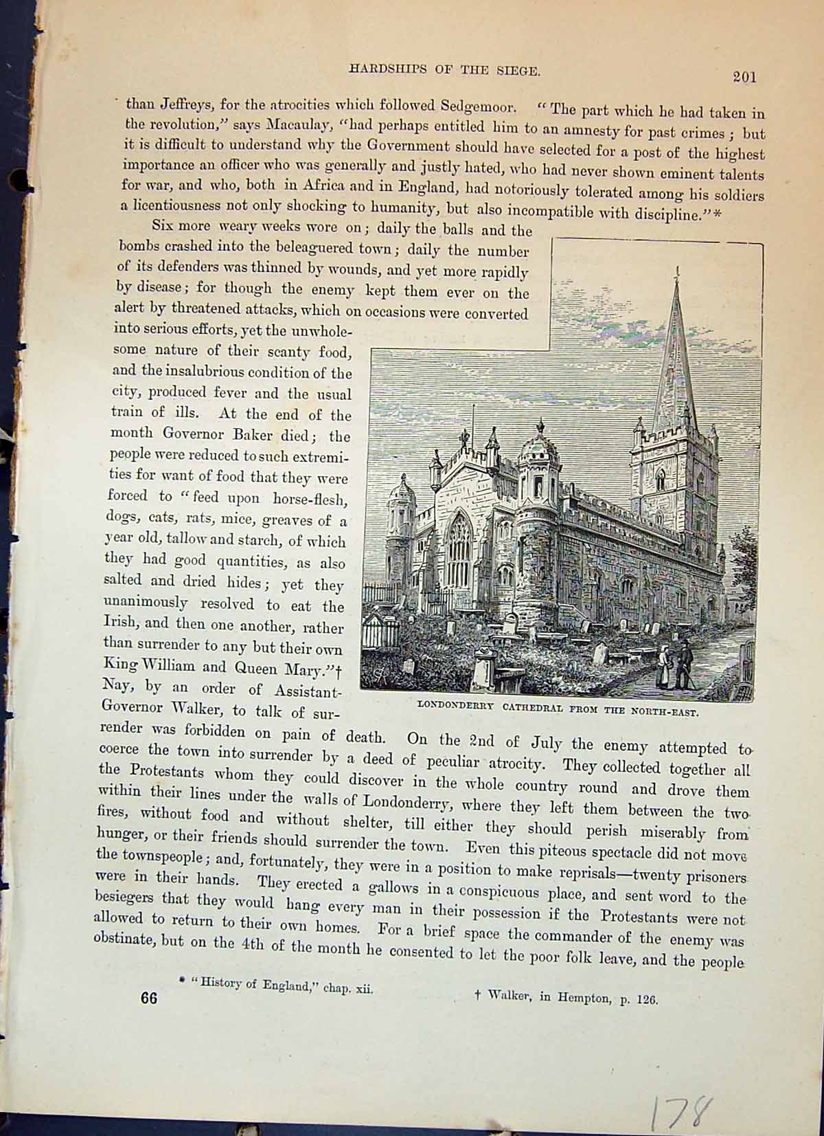 Old Exterior Londonderry Cathedral Architecture Ireland Cassell C1882 Victorian