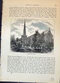 Old Antique Print Bridgewater Church Exterior Architecture Cassell C1882 19th
