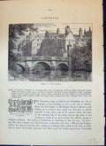 Antique Print River Bridge St. John'S College Cambridge Arms Cassell C1882 19th