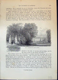 Original Old Antique Print King'S College Clare Garden Cambridge Cassell C1882
