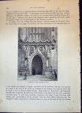 Antique Old Print Doorway King'S College Chapel Architecture Cassell C1882 19th