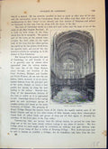 Antique Old Print King'S College Chapel Cambridge Architecture Cassell C1882