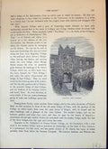 Original Old Antique Print Gateway Jesus College Architecture Cassell C1882