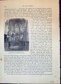 Original Old Antique Print Choir Tewkesbury Abbey Architecture Cassell C1882