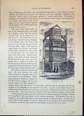 Original Old Antique Print Wheatsheaf Inn Tewkesbury Architecture Cassell C1882