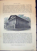 Original Old Antique Print Town Hall Birmingham Architecture Cassell C1882 19th