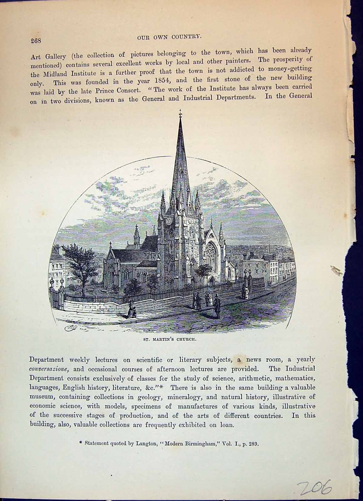 Old Antique Print St. Martin'S Church Exterior Architecture Cassell C1882 19th