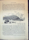 Original Old Antique Print View Minehead Sea Boats England Cassell C1882 19th