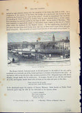 Original Old Antique Print Shandon River Lee Ireland Street Scene Cassell C1882