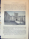 Original Old Antique Print Queen'S College Exterior Architecture Cassell C1882