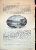 Original Old Antique Print River Lee Bridge Cork Ireland Cassell C1882 19th