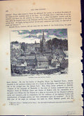 Original Old Antique Print Hatifeld Cathedral Houses Architecture Cassell C1882