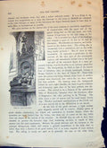 Original Old Antique Print View Tomb Lady Saunders Hatfield Cassell C1882 19th