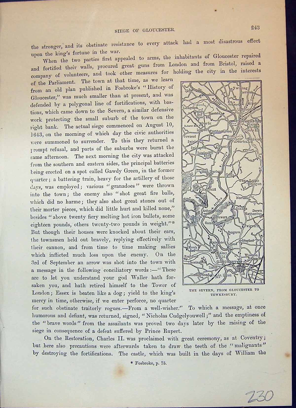 Old Map Severn Gloucester Tewkesbury Shrine Edward Cathedral Cassell