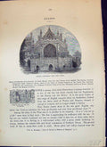 Antique Old Print Exeter Cathedral Arms Tomb Flora Macdonald Cassell C1882