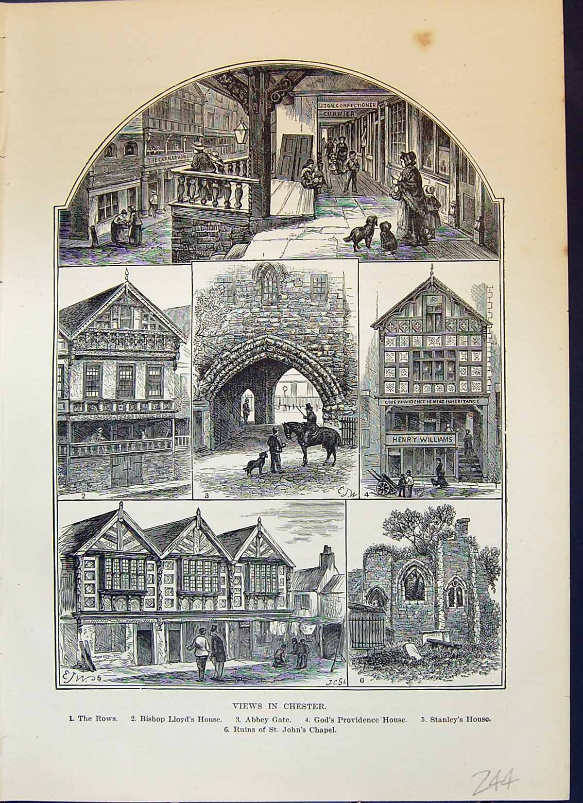 Old Chester Stanley'S House Bishop Lloyd John'S Chapel Cassell C1882 Victorian