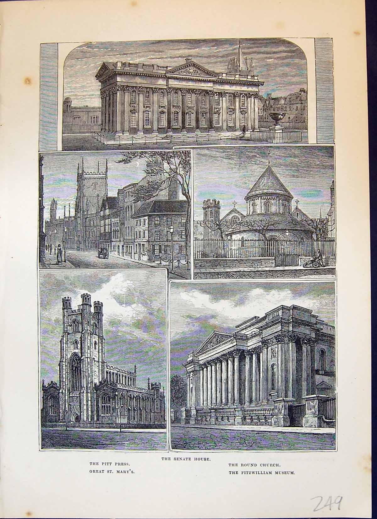 Old Print Senate House Pitt Press Fitzwilliam Musuem Mary'S Cassell C1882 19th
