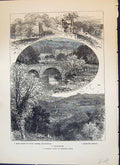 Antique Print Chatsworth Matlock Bath Mary Queen Scots Bower Cassell C1882 19th