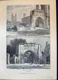 Original Old Antique Print Ruins Cathedral Pends Architecture Cassell C1882