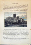 Original Old Antique Print View Nottingham Cathedral Swan Pool Cassell C1882