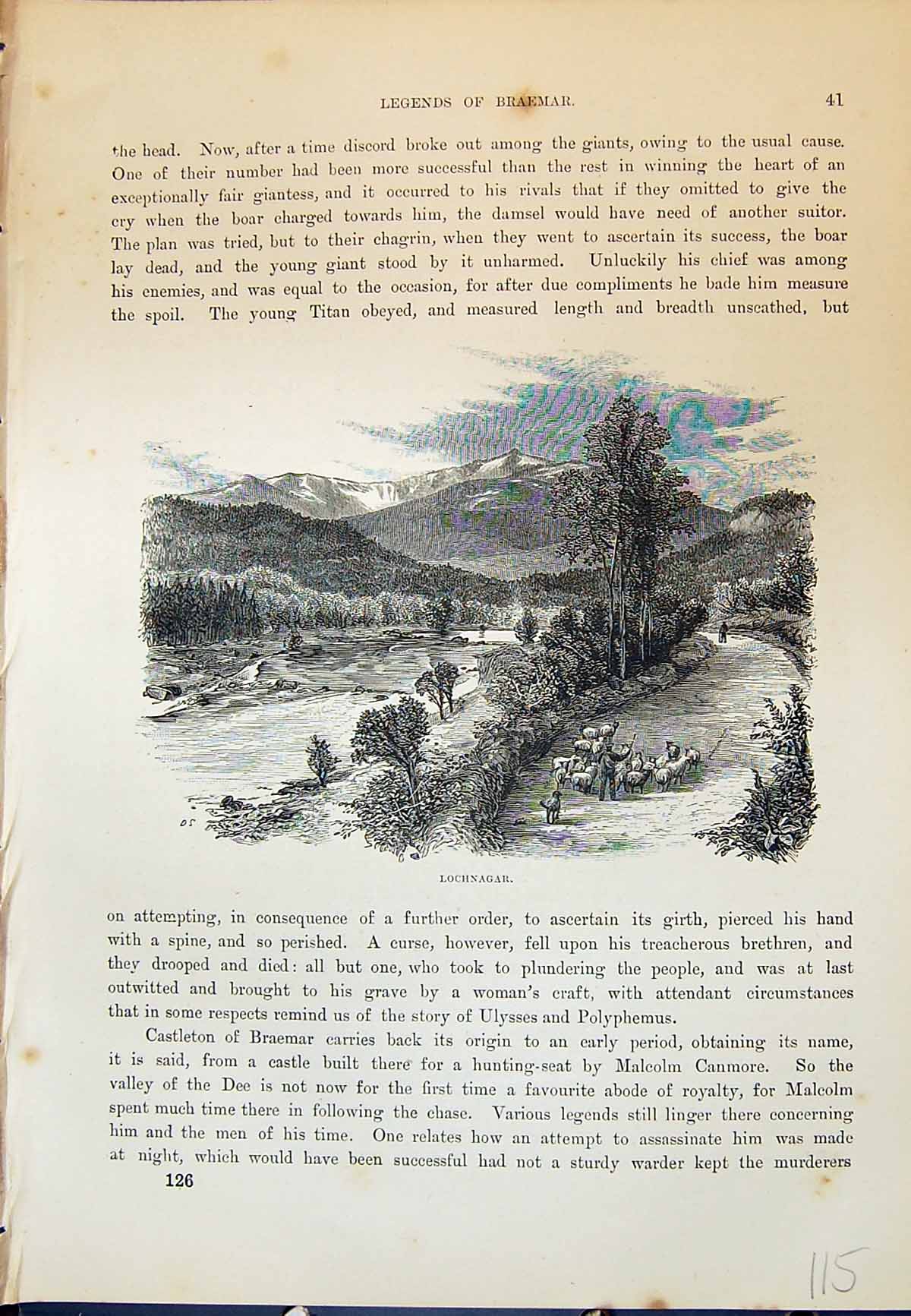 Original Old Antique Print Lochnagar Scotland Mountains Cassell C1882 Victorian