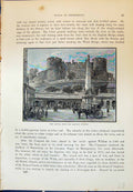 Original Old Antique Print View Castle Shrewsbury Railway Station Cassell C1882