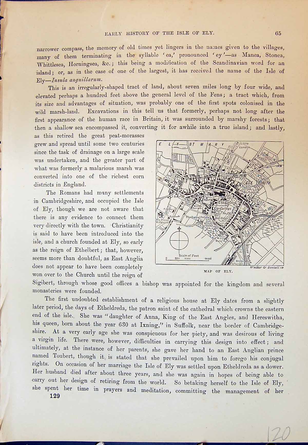 Original Old Antique Print Map Street Plan Ely Trinity England Cassell C1882