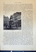 Original Old Antique Print Market Place Statue Street Scene Cassell C1882 19th