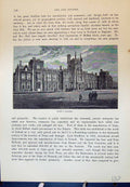 Original Old Antique Print Queen'S College Building Architecture Cassell C1882