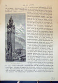 Original Old Antique Print Albert Memorial Belfast Ireland Cassell C1882 19th