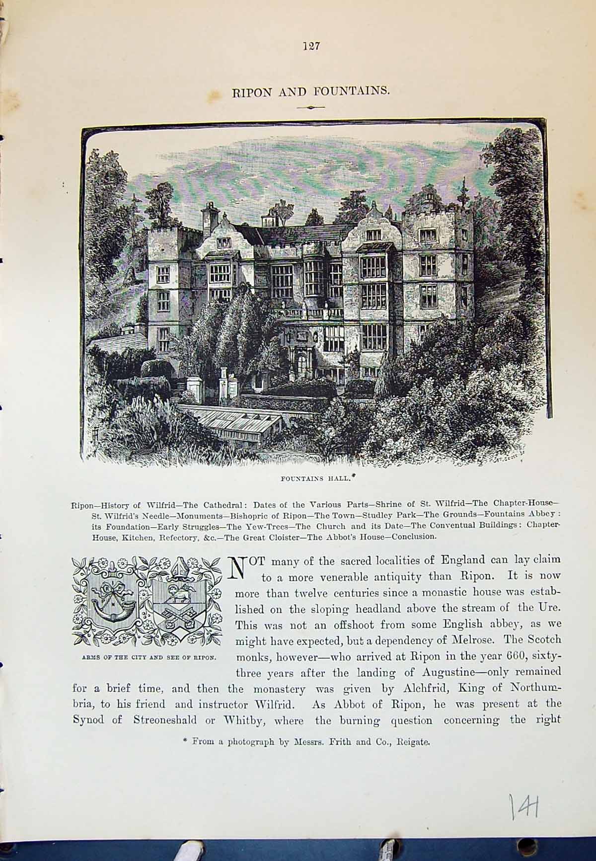 Old Fountains Hall Arms City Ripon Architecture England Cassell C1882 Victorian