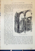 Original Old Antique Print Transept Fountains Abbey Ripon England Cassell C1882