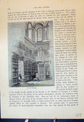 Original Old Antique Print Blenheim Palace England Library Cassell C1882 19th