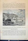 Original Old Antique Print Alum Bay Wreck Royal George Ship Cassell C1882 19th