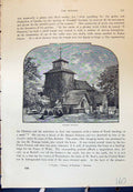 Original Old Antique Print Wotton Church Architecture Cassell C1882 Victorian