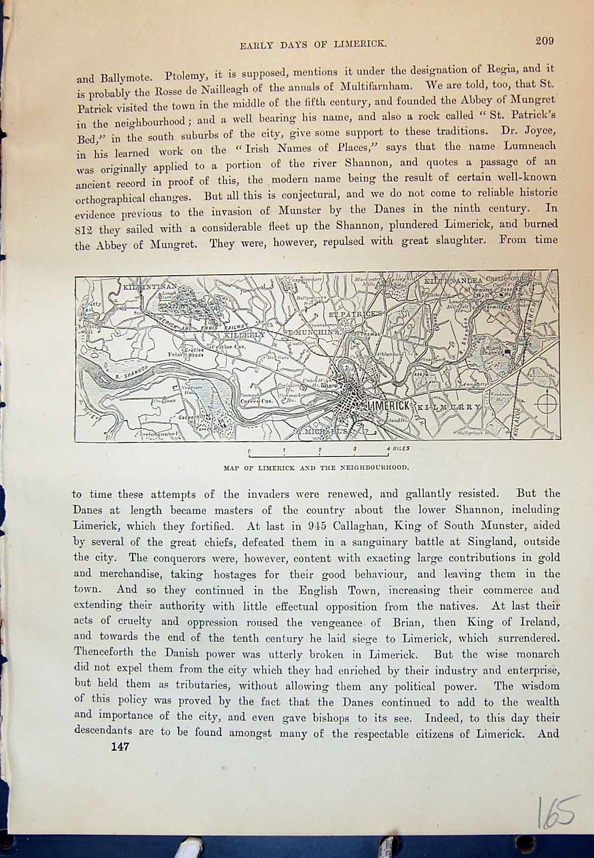 Antique Old Print Map Limerick Ireland Kilmurry River Shannon Cassell C1882