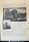 Old Antique Print King John'S Castle Treaty Stone Ireland Cassell C1882 19th