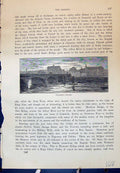 Old Antique Print Wellesley Bridge River Buildings Ireland Cassell C1882 19th