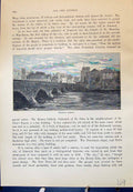 Original Old Antique Print Thomond Bridge River Ireland Cassell C1882 Victorian